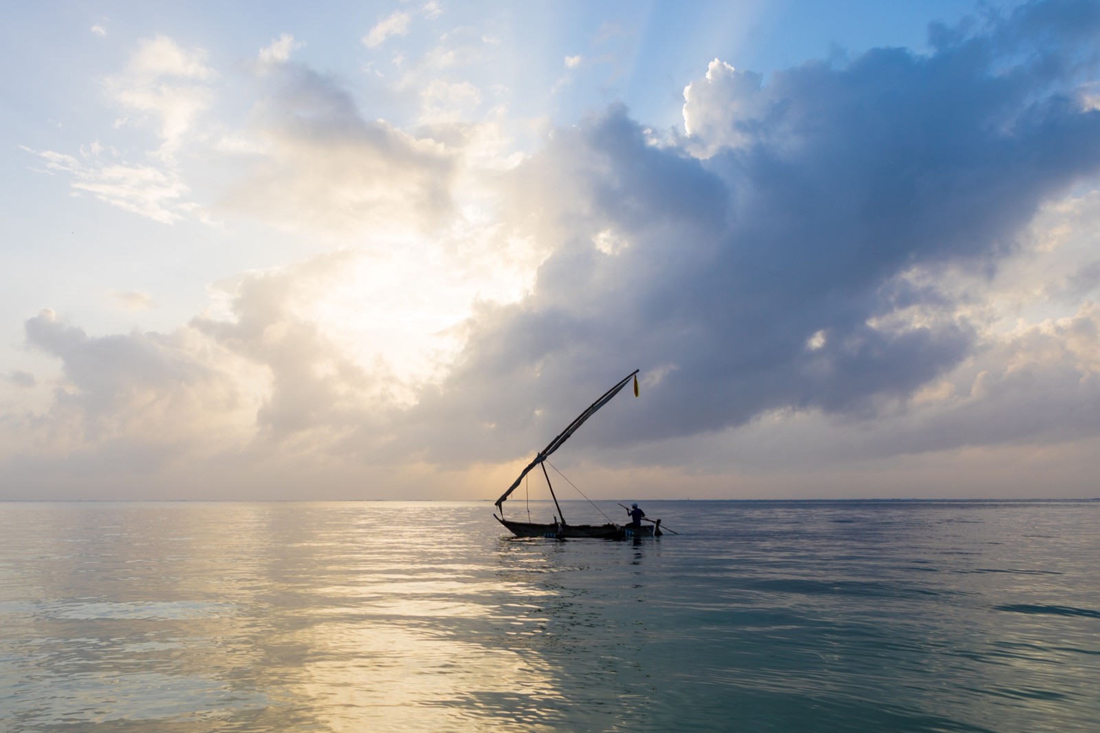 Traditional boat on calm coastal water