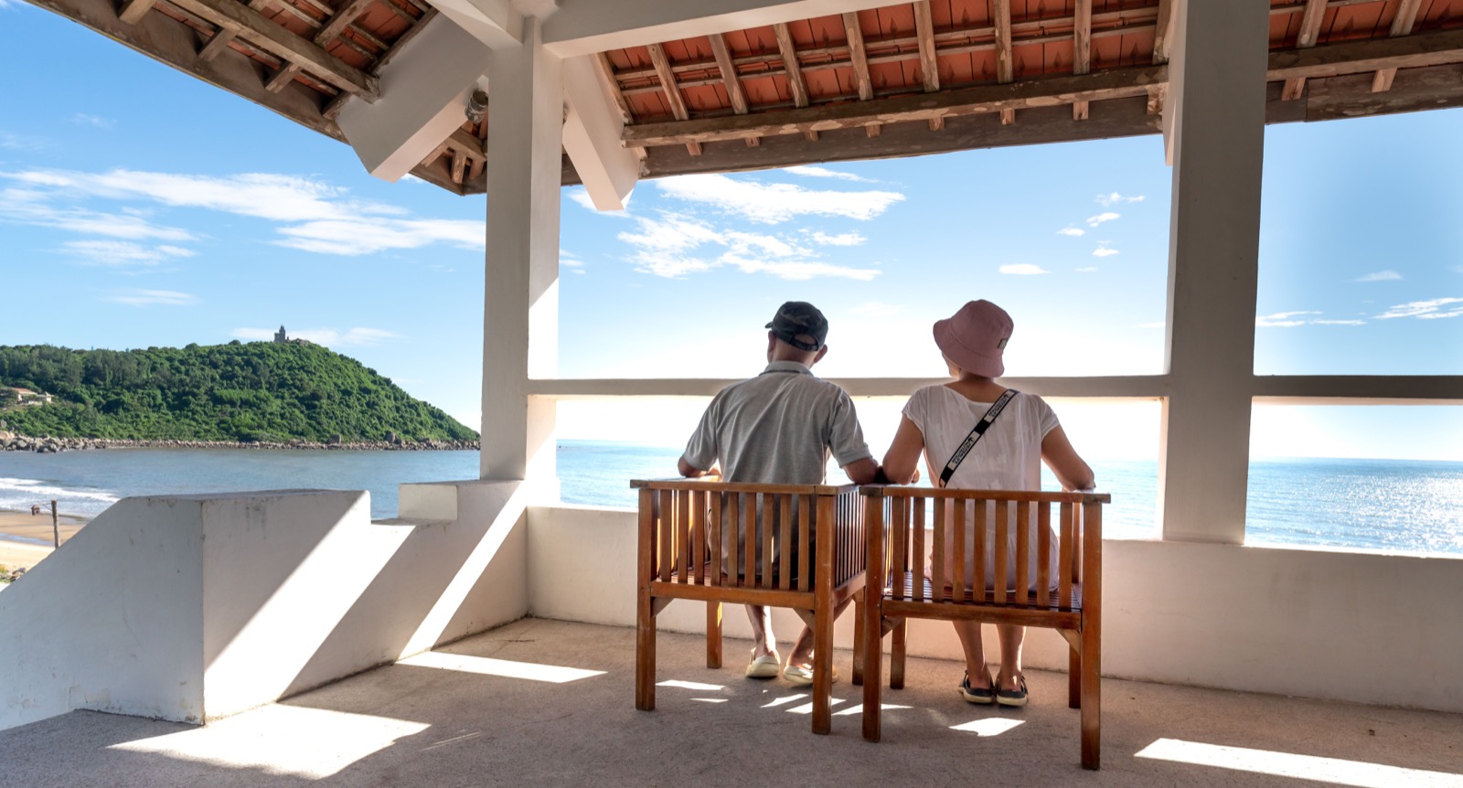Couple walking during a getaway