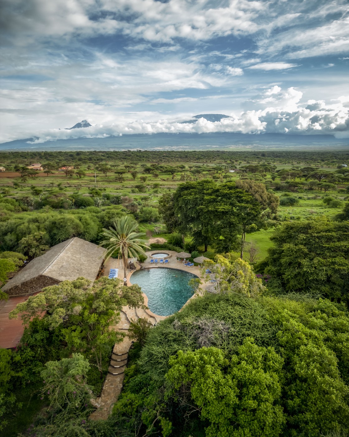 Amboseli pool view with Kilimanjaro